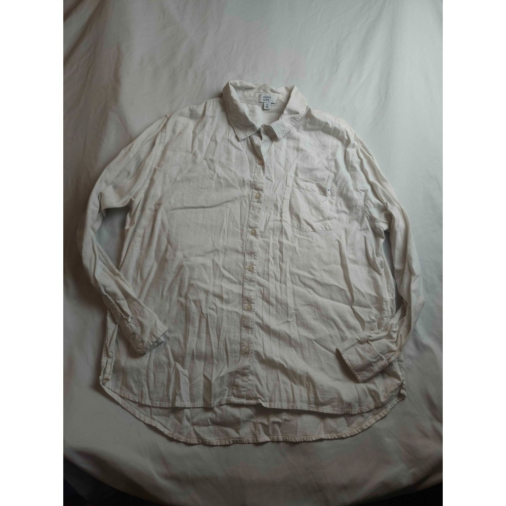 Crown‎ & Ivy Button Up Womens XL White Coastal Grandma Quiet Luxury Long Sleeve